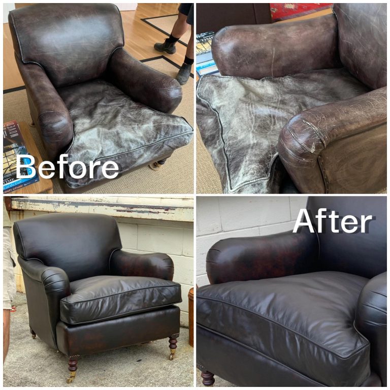 Leather repair before and after — Dovetail Restorations